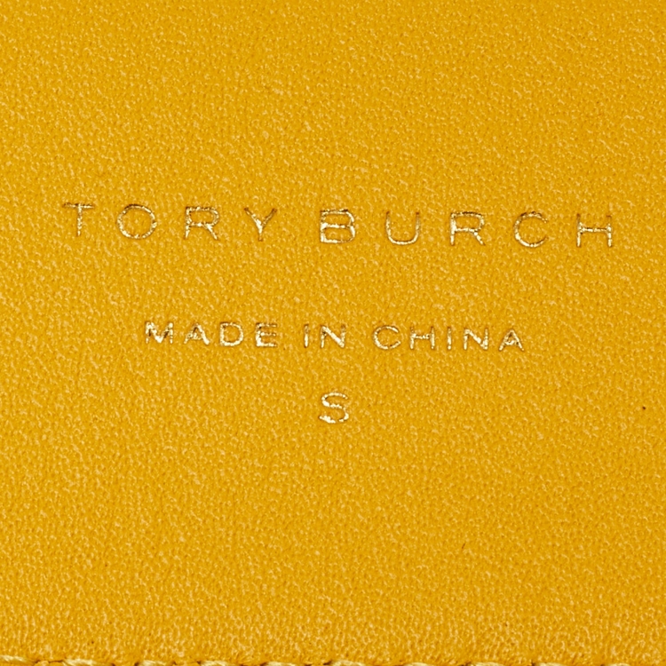 Pre Owned Tory Burch Beige/Blue Embossed Logo Leather Small Logo Belt 80CM