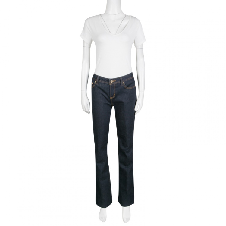 Pre Owned Tory Burch Indigo Dark Wash Denim Classic Boot Cut Jeans L