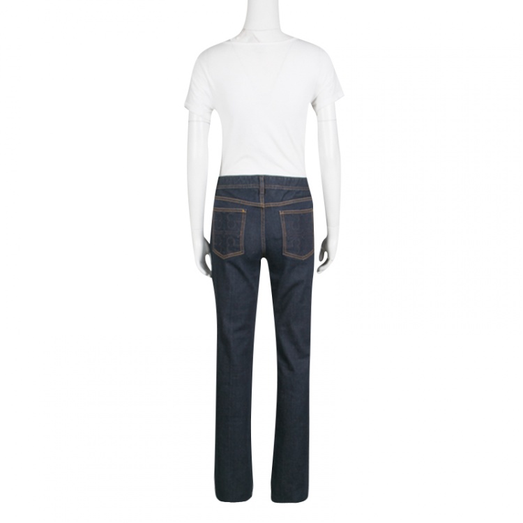 Pre Owned Tory Burch Indigo Dark Wash Denim Classic Boot Cut Jeans L