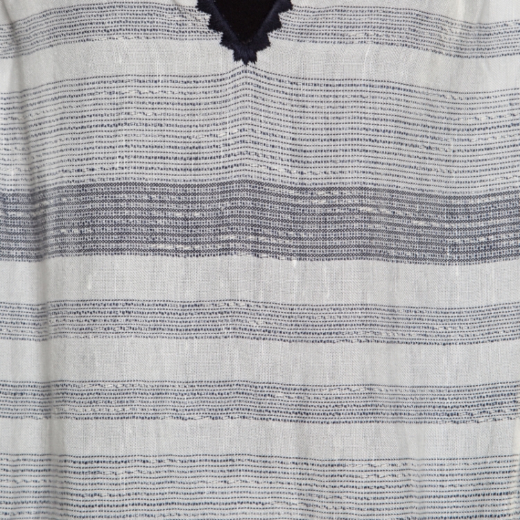 Pre Owned Tory Burch Blue Slubbed Linen Blend Kristen Top XL