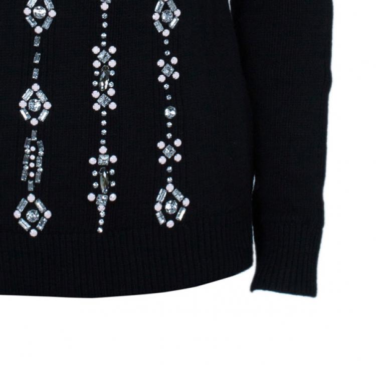 Pre Owned Tory Burch Etta Embellished Knit Sweater M
