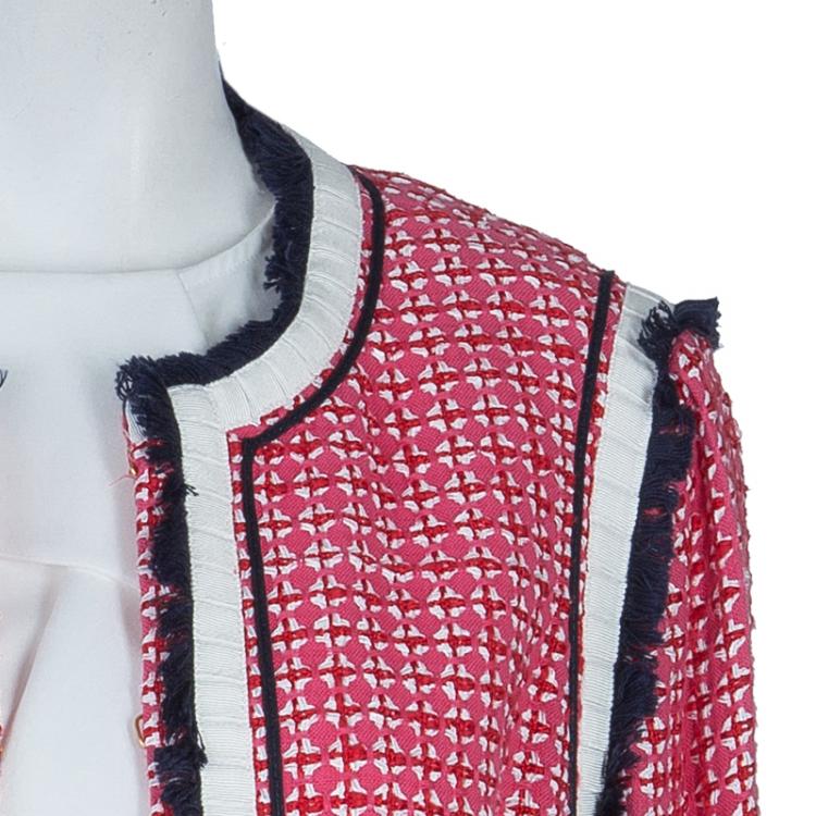 Pre Owned Tory Burch Pink Roscoe Tweed Blazer XL