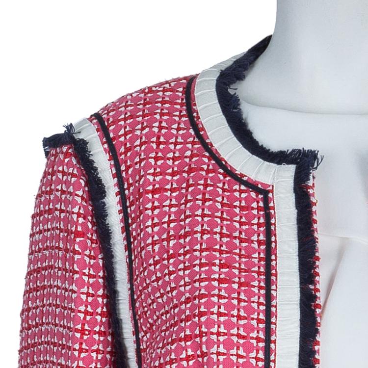 Pre Owned Tory Burch Pink Roscoe Tweed Blazer XL