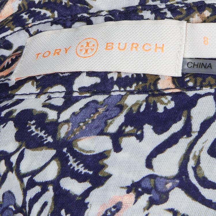 Pre Owned Tory Burch Blue Brigitte Printed Top M