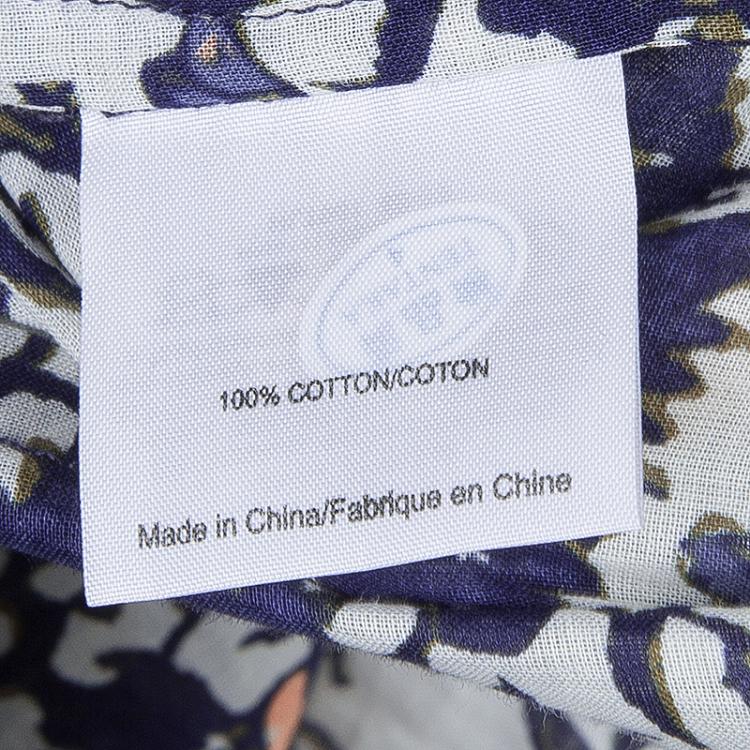 Pre Owned Tory Burch Blue Brigitte Printed Top M