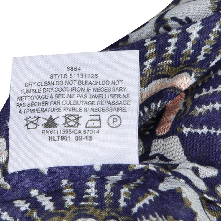 Pre Owned Tory Burch Blue Brigitte Printed Top M