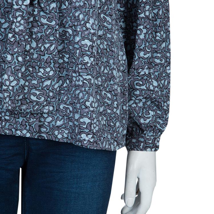 Pre Owned Tory Burch Blue Floral Printed Silk Long Sleeve Nicki Bow Blouse S
