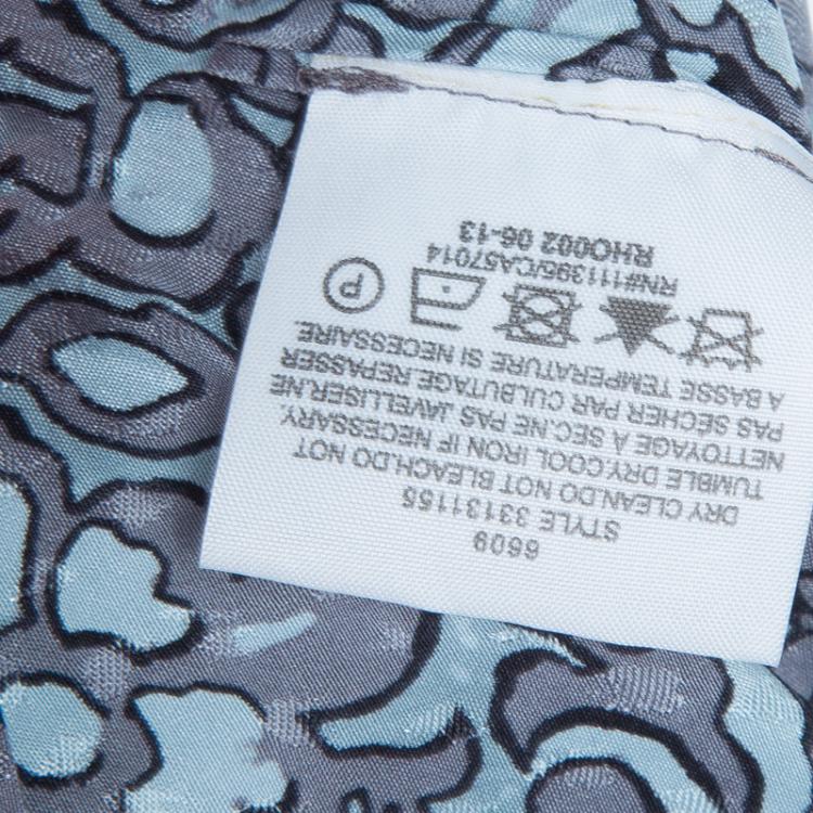 Pre Owned Tory Burch Blue Floral Printed Silk Long Sleeve Nicki Bow Blouse S