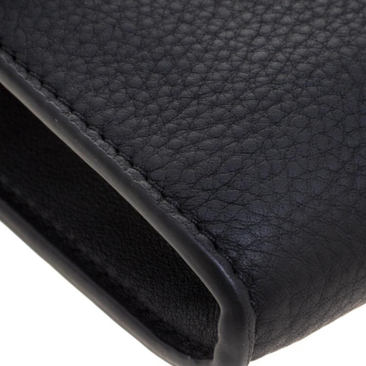 Pre Owned Tory Burch Black Leather Gemini Link Chain Clutch