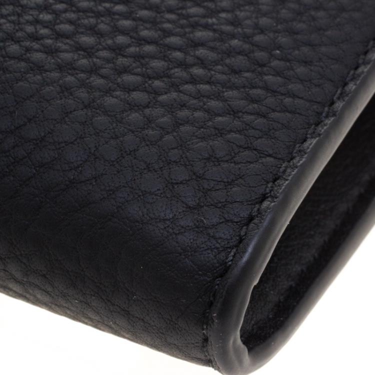 Pre Owned Tory Burch Black Leather Gemini Link Chain Clutch