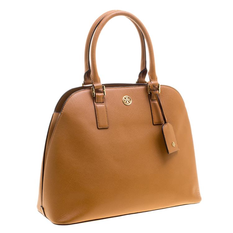 Pre Owned Tory Burch Brown Leather Robinson Dome Satchel