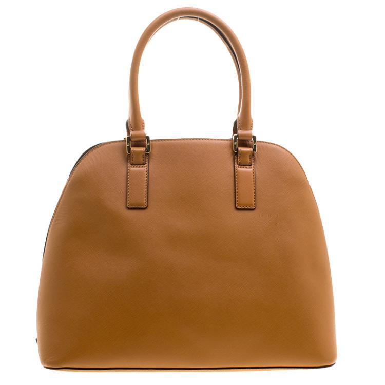 Pre Owned Tory Burch Brown Leather Robinson Dome Satchel