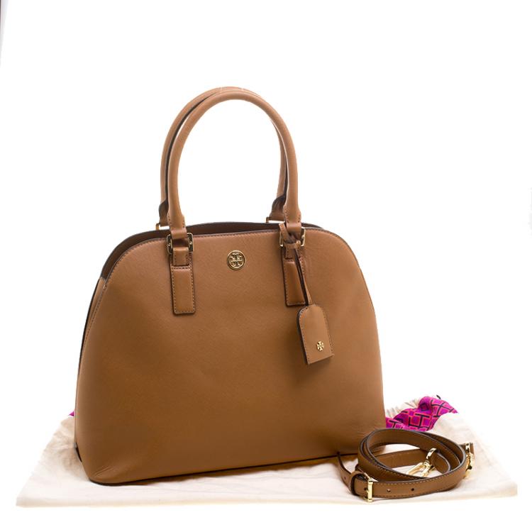 Pre Owned Tory Burch Brown Leather Robinson Dome Satchel