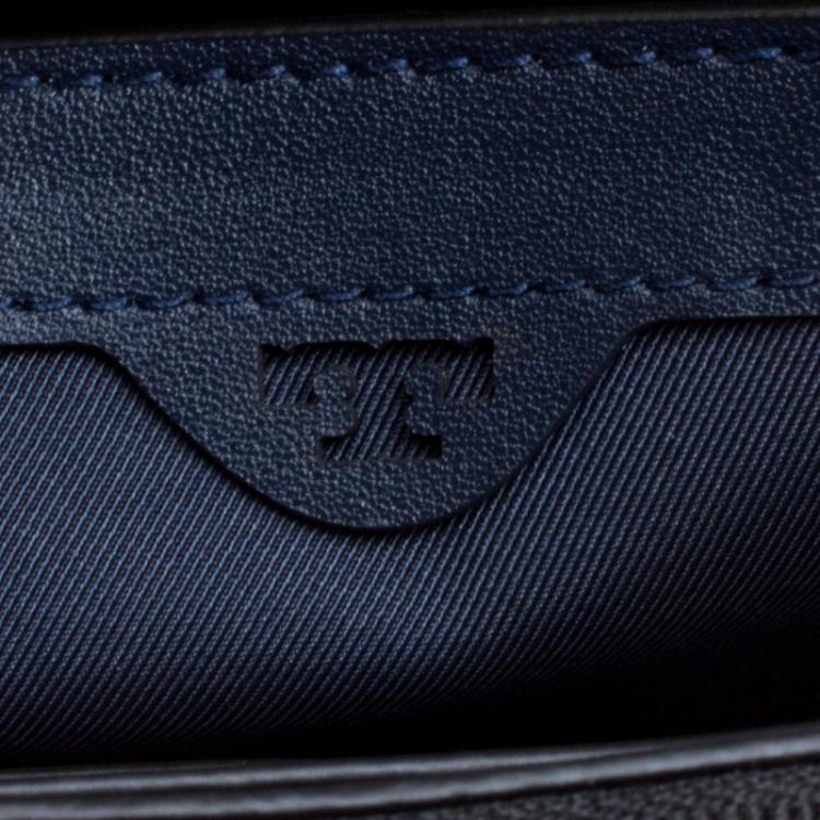 Pre Owned Tory Burch Black Leather Robinson Chain Clutch