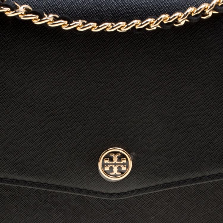 Pre Owned Tory Burch Black Leather Mini Robinson Shoulder Bag