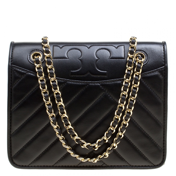 Tory Burch Black Leather Alexa Convertible Shoulder Bag Tory Burch The Luxury Closet