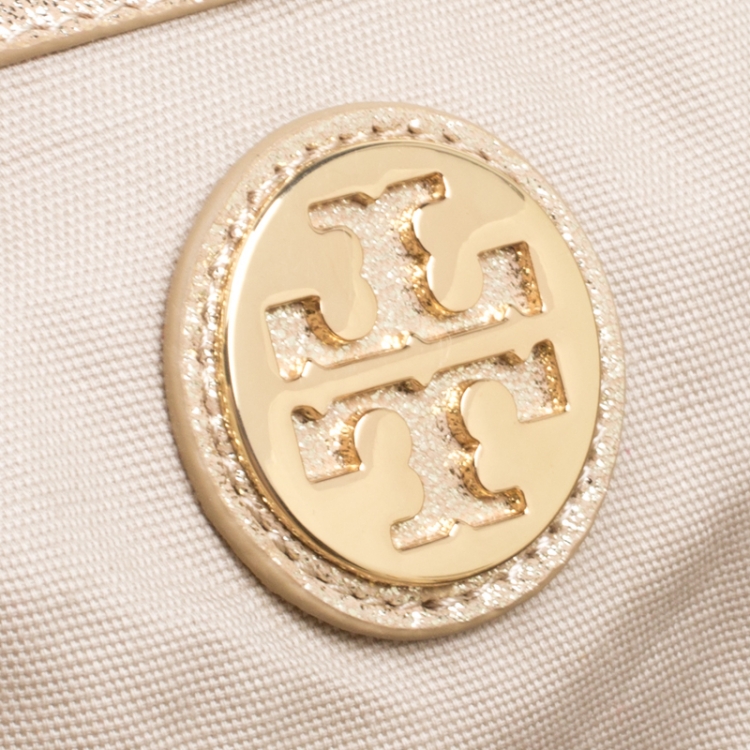 Pre Owned Tory Burch Gold Leather Oversized Dean Hobo