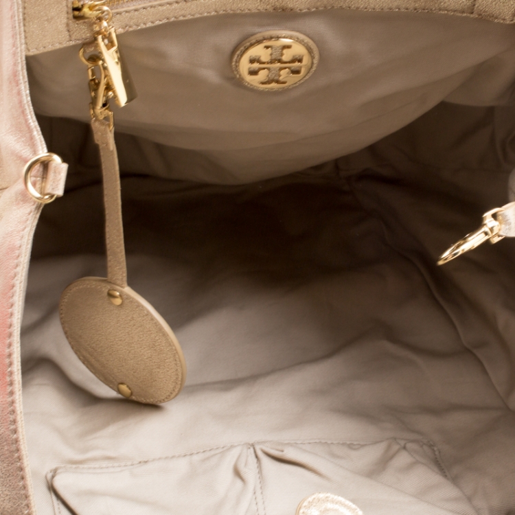 Pre Owned Tory Burch Gold Leather Oversized Dean Hobo