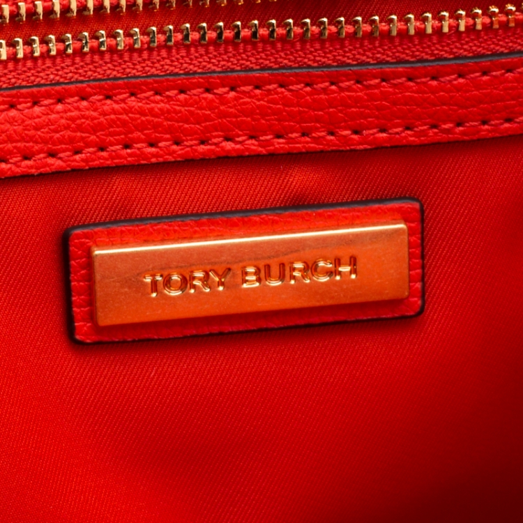 Pre Owned Tory Burch Orange Leather Kira Shoulder Bag