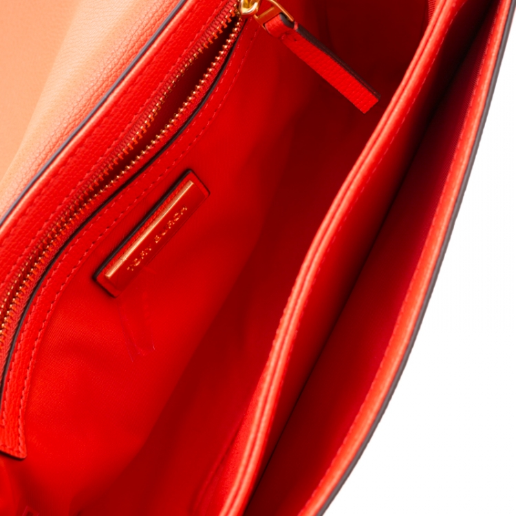 Pre Owned Tory Burch Orange Leather Kira Shoulder Bag