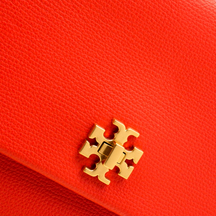 Pre Owned Tory Burch Orange Leather Kira Shoulder Bag