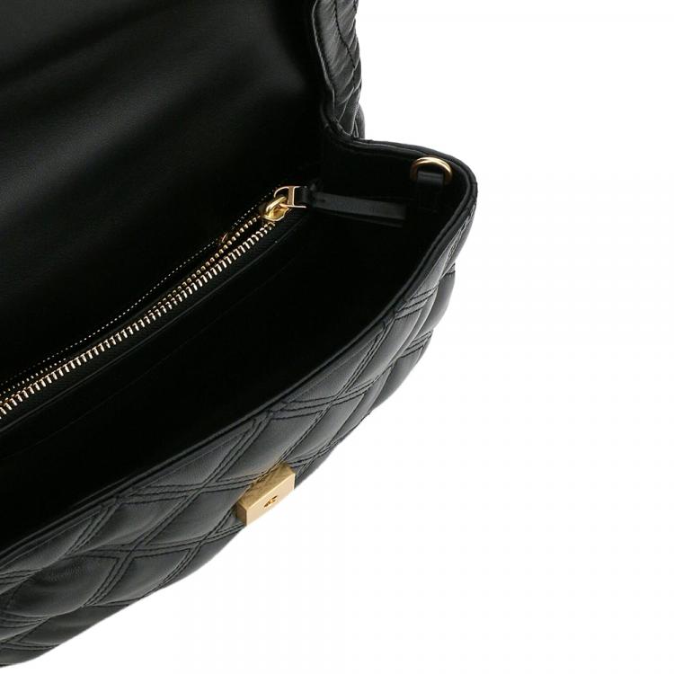 Pre Owned Tory Burch Black Fleming Leather Soft Quilted Top Handle Bag