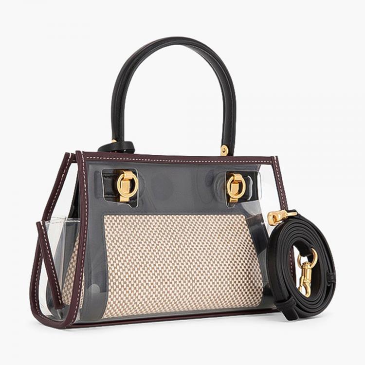Pre Owned Tory Burch Beige Leather/PVC Lee Radiwill Petite Bag