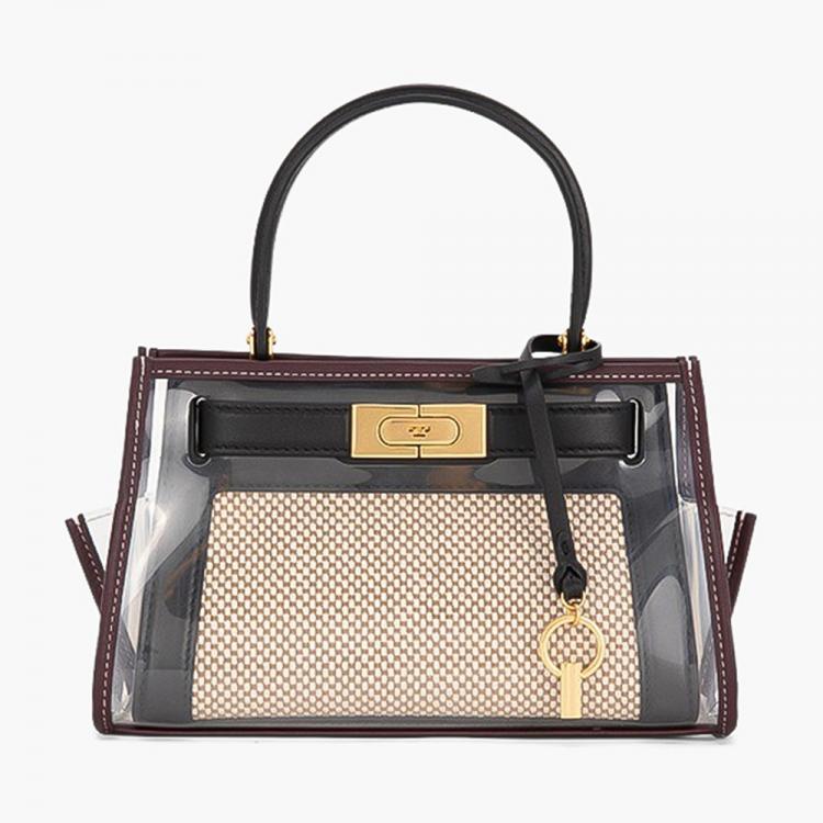 Pre Owned Tory Burch Beige Leather/PVC Lee Radiwill Petite Bag