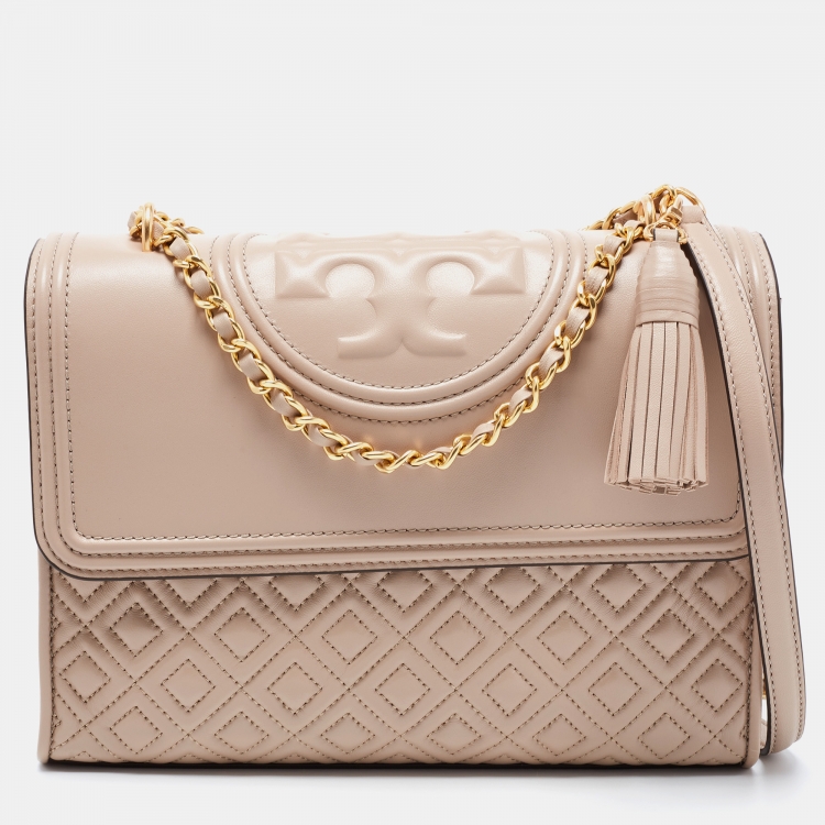 Tory Burch Beige Quilted Leather Fleming Shoulder Bag Tory Burch | TLC