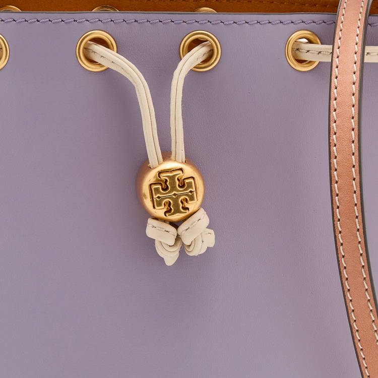 Pre Owned Tory Burch Multicolor Leather Mini Colorblocked Bucket Bag
