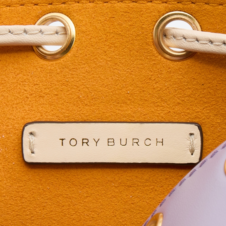 Pre Owned Tory Burch Multicolor Leather Mini Colorblocked Bucket Bag