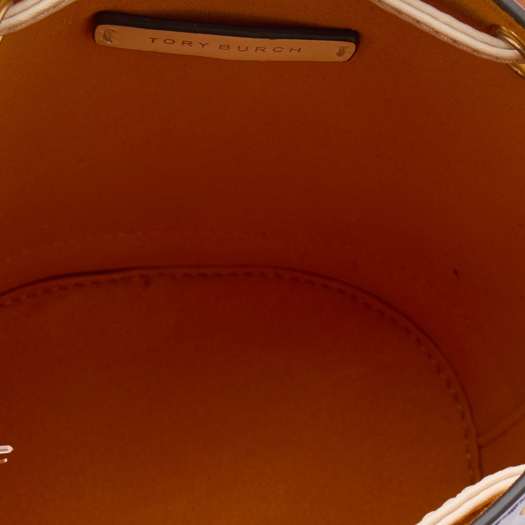 Pre Owned Tory Burch Multicolor Leather Mini Colorblocked Bucket Bag