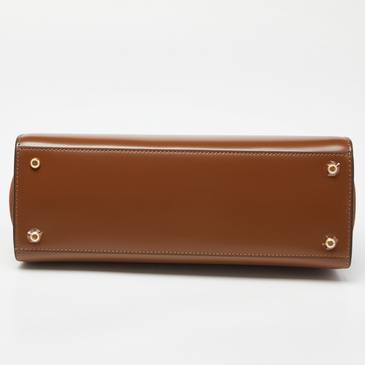 Pre Owned Tory Burch Tan Leather Eleanor Top Handle Bag