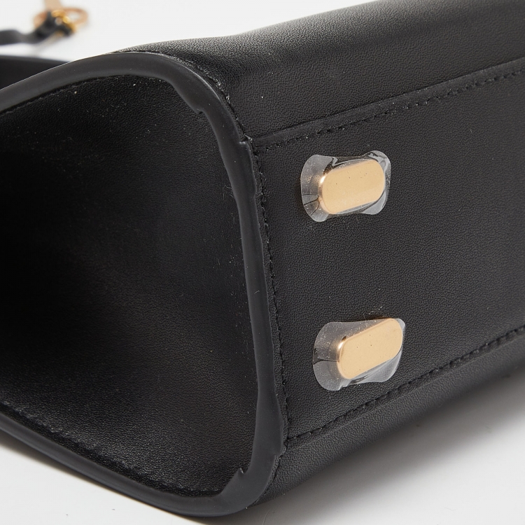 Pre Owned Tory Burch Black Leather Small Lee Radziwill Top Handle Bag