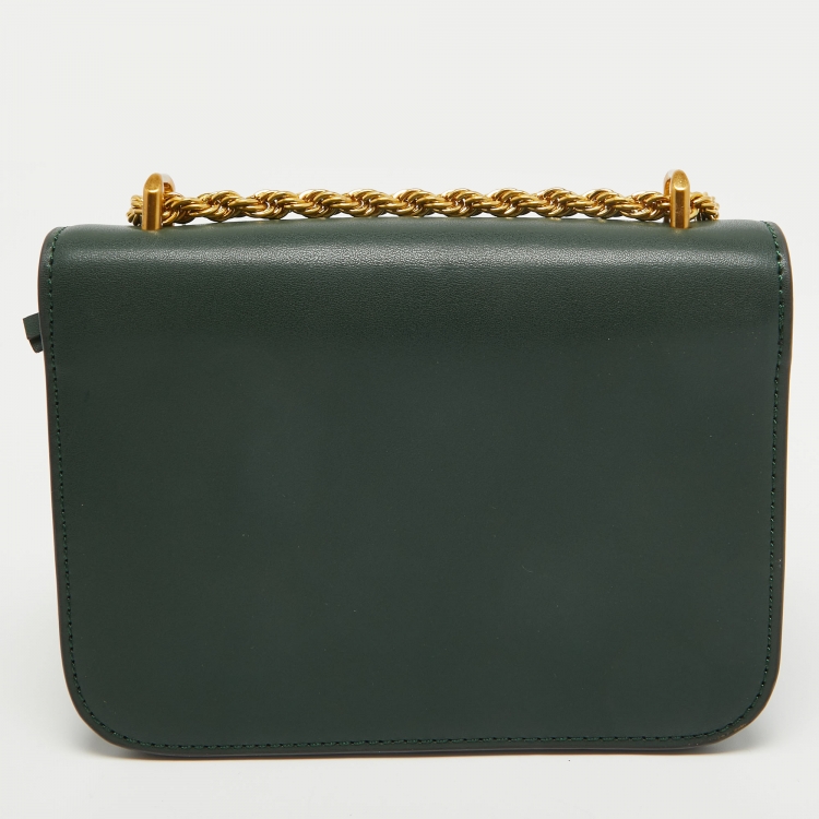 Pre Owned Tory Burch Green Leather Small Convertible Eleanor Shoulder Bag