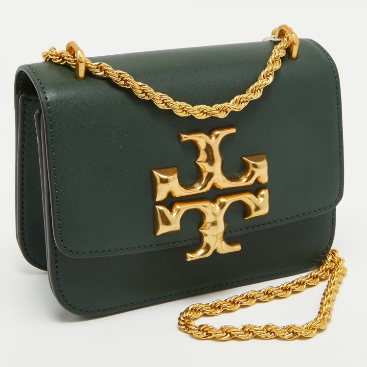Pre Owned Tory Burch Green Leather Small Convertible Eleanor Shoulder Bag