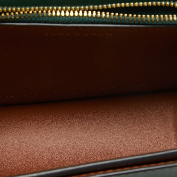 Pre Owned Tory Burch Green Leather Small Convertible Eleanor Shoulder Bag