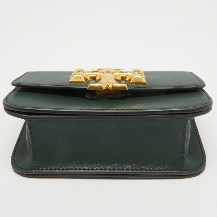 Pre Owned Tory Burch Green Leather Small Convertible Eleanor Shoulder Bag
