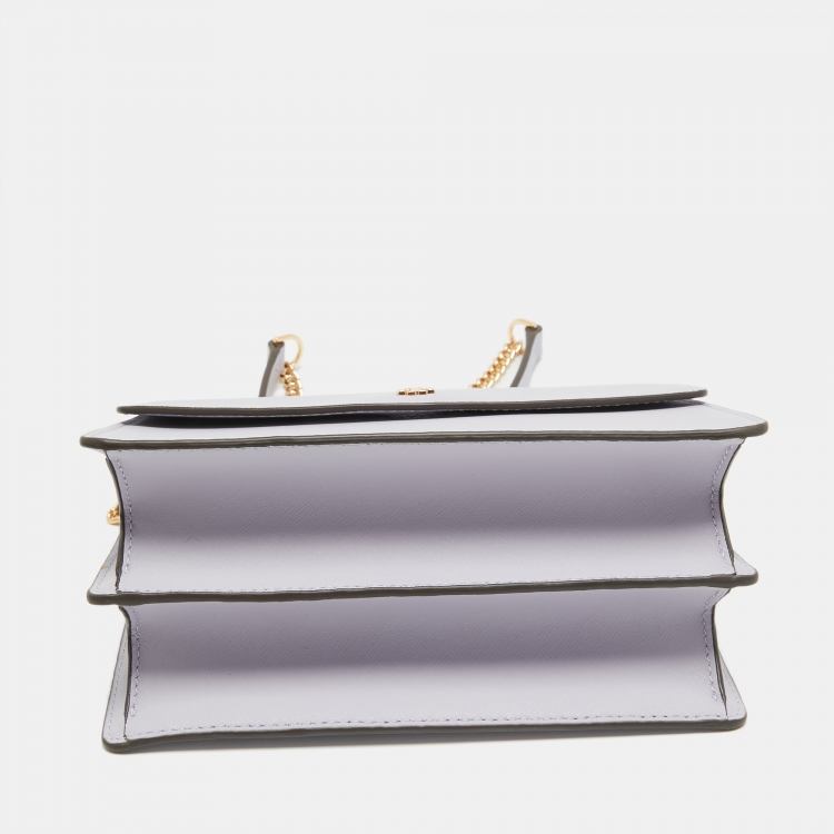 Pre Owned Tory Burch Lilac Leather Emerson Envelope Shoulder Bag