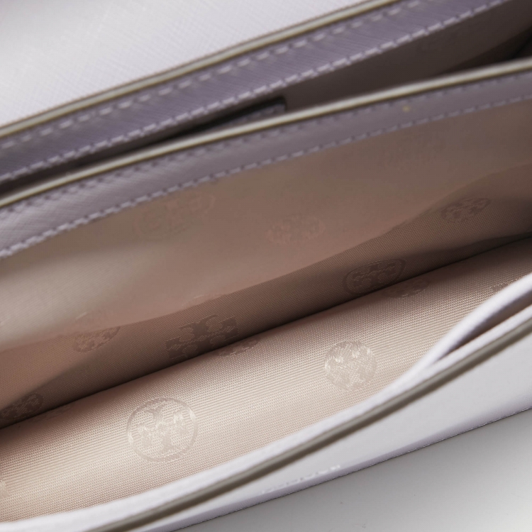 Pre Owned Tory Burch Lilac Leather Emerson Envelope Shoulder Bag
