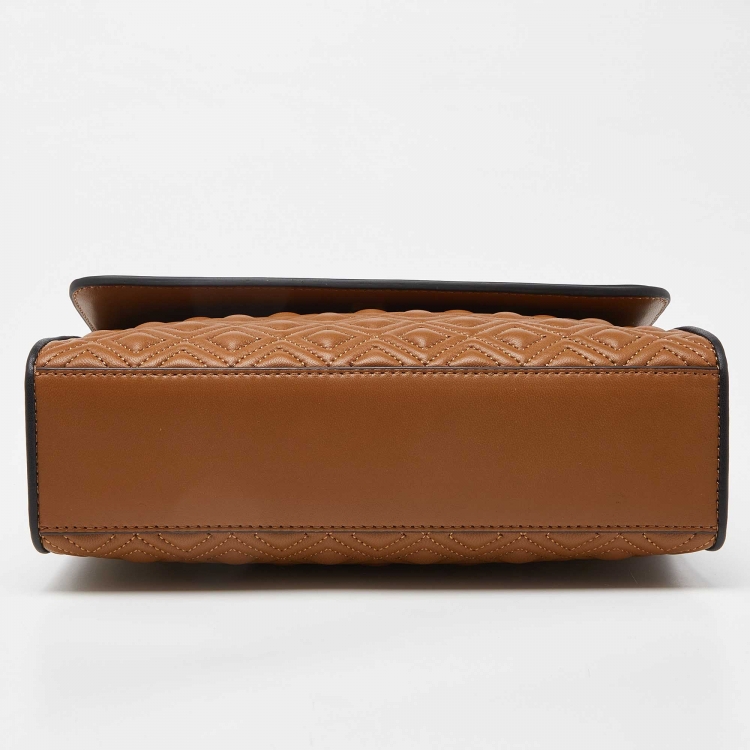 Pre Owned Tory Burch Tri Color Quilted Leather Color Block Fleming Shoulder Bag