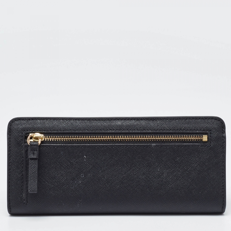 Pre Owned Tory Burch Black Leather Robinson Flap Continental Wallet
