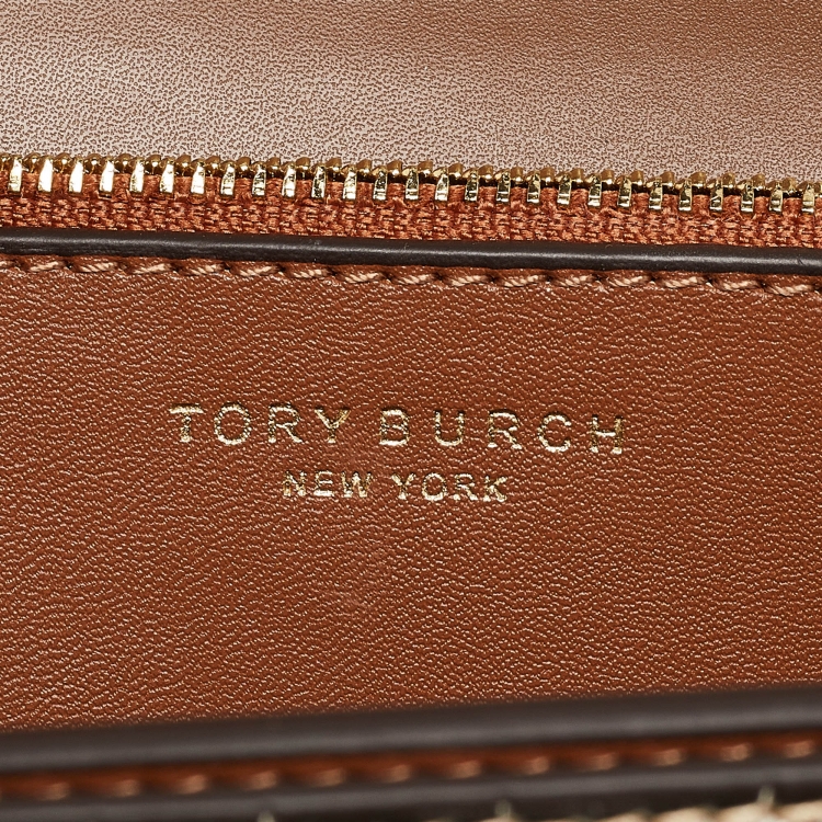 Pre Owned Tory Burch Gold Croc Embossed Leather Small Eleanor Shoulder Bag