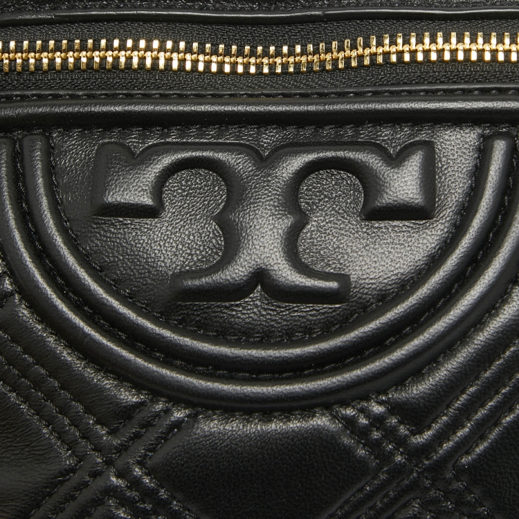 Pre Owned Tory Burch Black Leather Soft Fleming Belt Bag