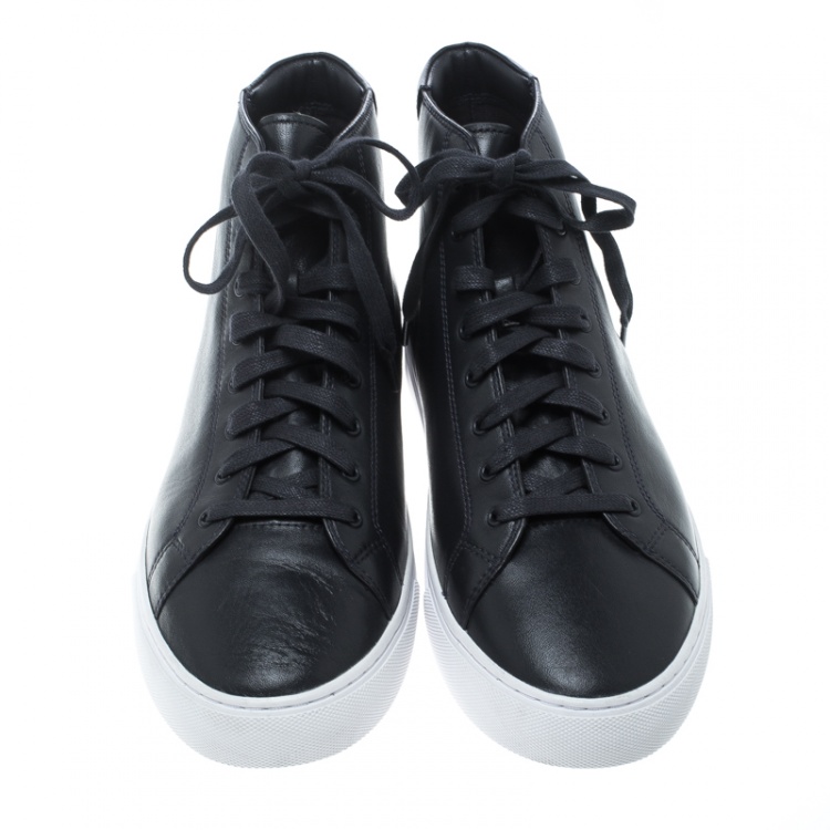 Pre Owned Tory Burch Navy Blue Leather Nola High Top Sneakers Size 40.5