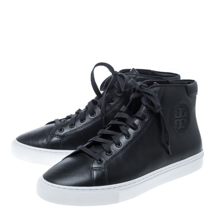 Pre Owned Tory Burch Navy Blue Leather Nola High Top Sneakers Size 40.5