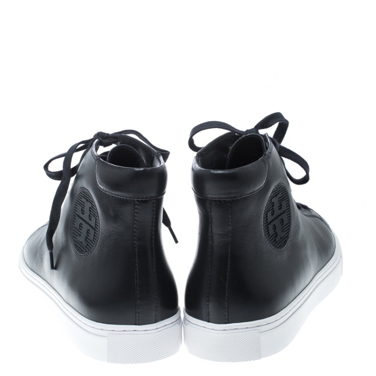 Pre Owned Tory Burch Navy Blue Leather Nola High Top Sneakers Size 40.5