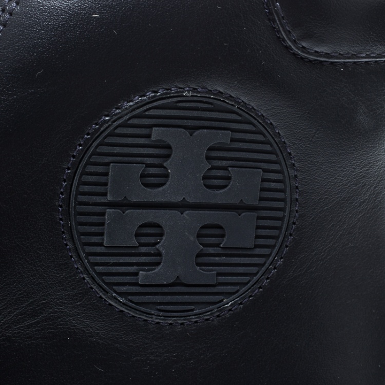 Pre Owned Tory Burch Navy Blue Leather Nola High Top Sneakers Size 40.5