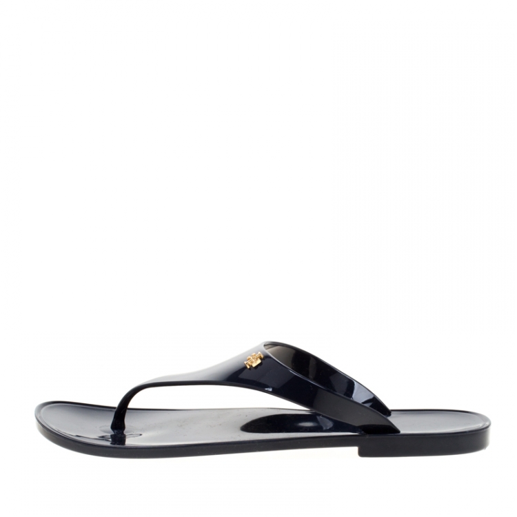 Pre Owned Tory Burch Blue Rubber Speer Flat Thong Sandals Size 36