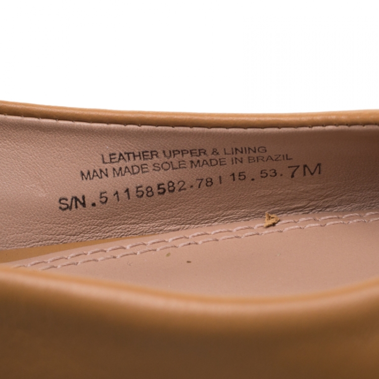 Pre Owned Tory Burch Beige Leather Lowell Ballet Flats Size 37